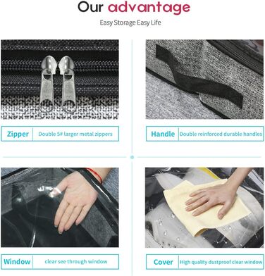 Комод-органайзер для взуття Homyfort з прозорим кришкою (2 шт.) - 14 + 4 відділення, сірий льон, XDUBS14S4 (Чорний, L)