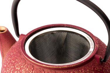 Bredemeijer Red Asian Cast Iron Teapot Set 0.6 Liter with 2 Cups