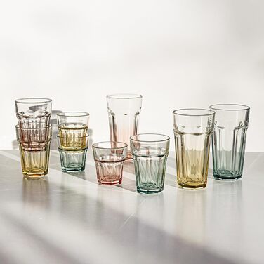 Cocktail Glasses Large Drinking Glasses Cuba Libre Glasses | 425 ml | Set of 6 | Cocktail Highball Water Glass Set Tumblers Retro Design | GIGI Collection | WATERCOLOR OMBRE - Hand Wash