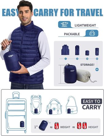 Чоловіча розкішна жилетка Pioneer Camp – водонепроникна, легка, пакується, з підкладкою – для активного відпочинку, повсякденного носіння, роботи, спорту та подорожей (Темно-синій, XL)