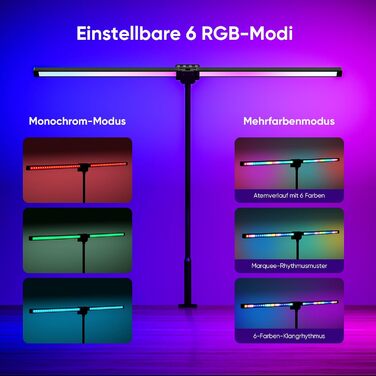 Світлодіодна настільна лампа RGB Doppelkopf з димером та пультом ДК, 24W, офісна лампа з кліпсою для дому та офісу (чорна)