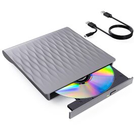 Зовнішній DVD/CD привід DANGZW USB 3.0 Type-C, портативний DVD-брунер та плеєр для ноутбука та ПК, сумісність з Windows, MacOS, Linux (сірий)