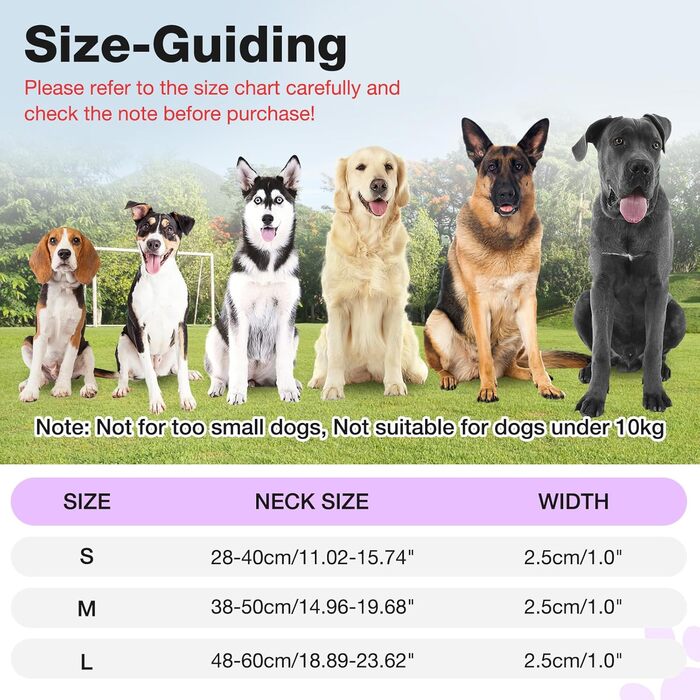 Світлодіодне нашийник для собак Leuchthalsband, водонепроникний, 7 кольорів, регульований, для малих та великих собак, блакитний (Lila, S)