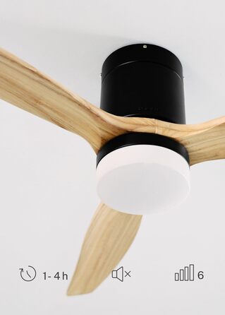 Вентилятор стельовий Windcalm M з дистанційним керуванням, ABS-пластик, 40W, Ø132cm, таймер, DC-двигун, літньо-зимовий режим, з підсвічуванням, колір 