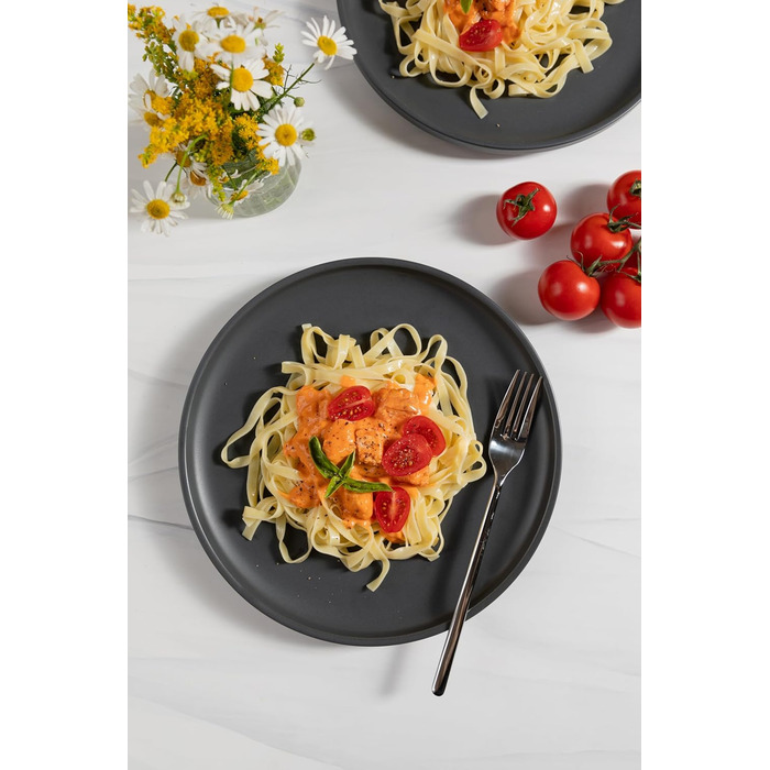 Набір тарілок MÄSER Serie Vada (12 шт.) - сучасний дизайн, шведська якість, для 4 осіб, порцелан, білий глянцевий/сірий матовий