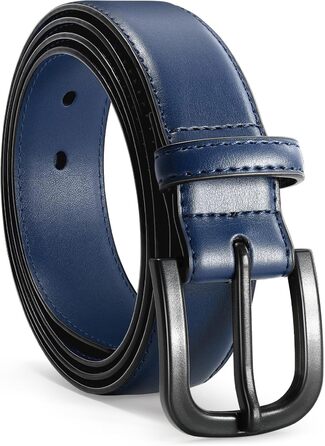 Чоловічий шкіряний ремінь VONMELLI без металу, TSA-сертифікований, синій, розмір пояса 48-52