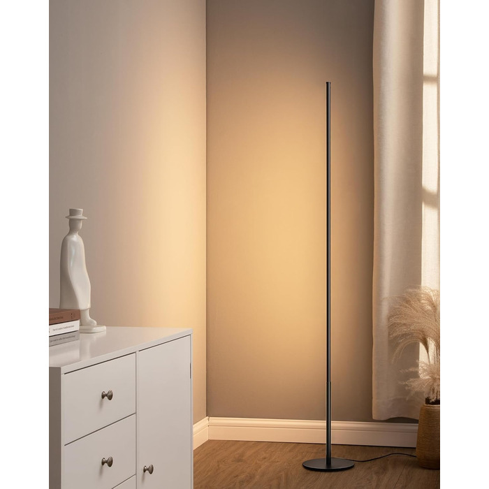 LED торшер EDISHINE для вітальні, спальні, офісу, 146 см, диммування, тепле світло 3000K, чорний (2 шт.)
