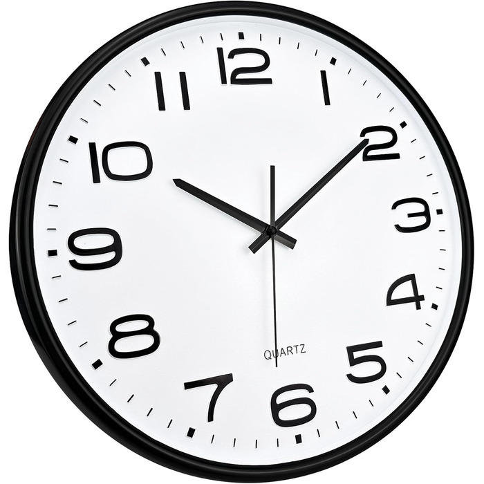 Plumeet 40.6cm Extra Large Wall Clock, Non-Ticking Silent Quartz Decorative Clocks, Modern Style Good for Living Room, Kitchen, Living Room, Bedroom, Office, Large 3D Number Display (White)