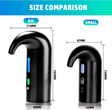 Electric Wine Aerator Pourer, Portable One-Touch Wine Decanter and Wine Dispenser Pump for Red and White Wine Multi-Smart Automatic Wine Oxidation Dispenser, USB Rechargeable (Black Ea02)