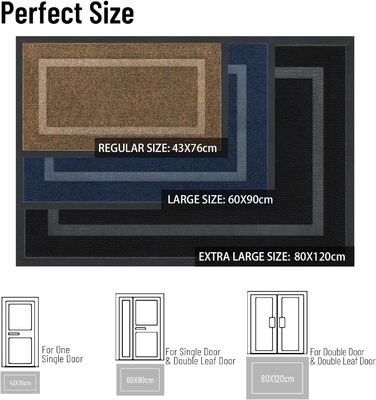 Килимок для дому та вулиці Homaxy, антиковзаючий, миючий, чорний (40x60 см)