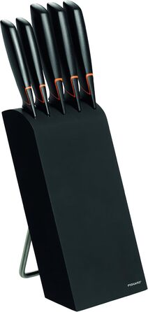 Набір ножів Fiskars Edge 5 предметів, дерев'яний блок (береза) 37 см, чорний