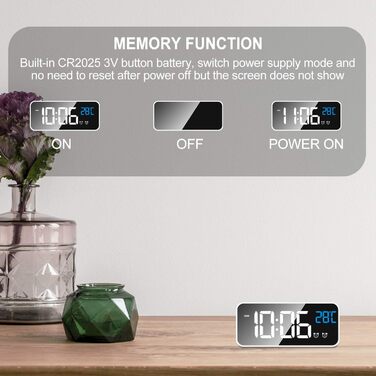 Цифровий годинник MOSUO з LED-дисплеєм, USB-зарядка, показник температури, голосове керування, 2 таймери, функція відкладання, регулювання яскравості та гучності, білий