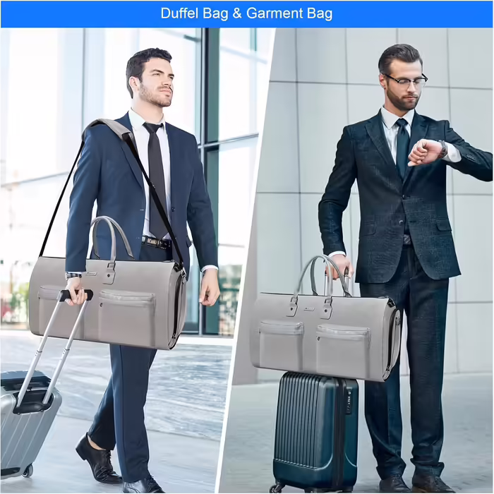 Garment Bag Suit Cover for Men Women, Suit Travel Bag, Clothes Bags Shoe Bag - 2 in 1 Hanging Suitcase Suit Travel Bags, High-Quality Garment Hanger for Suit and Dress (Light Gray)