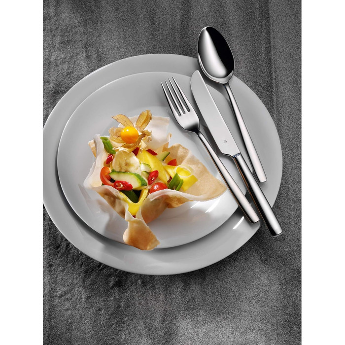 WMF Palma Stainless Steel Cutlery Set, 6 Persons, 30-Piece Dining Cutlery Set, Monobloc Knives, Cromargan Stainless Steel Polished, Shiny, Dishwasher-Safe, 30-Piece Single