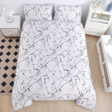 Комплект постільної білизни Marmor (200x200 см) 3 частини: простирадло, 2 наволочки 80x80 см, мікрофібра, білий з малюнком мармур