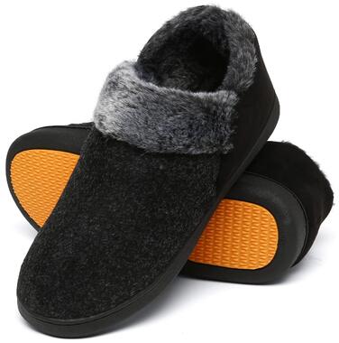 Тапочки халатні Mishansha Herren Winter з підкладкою Memory Foam, тепла зимова модель, розмір 39-48, колір: димний чорний