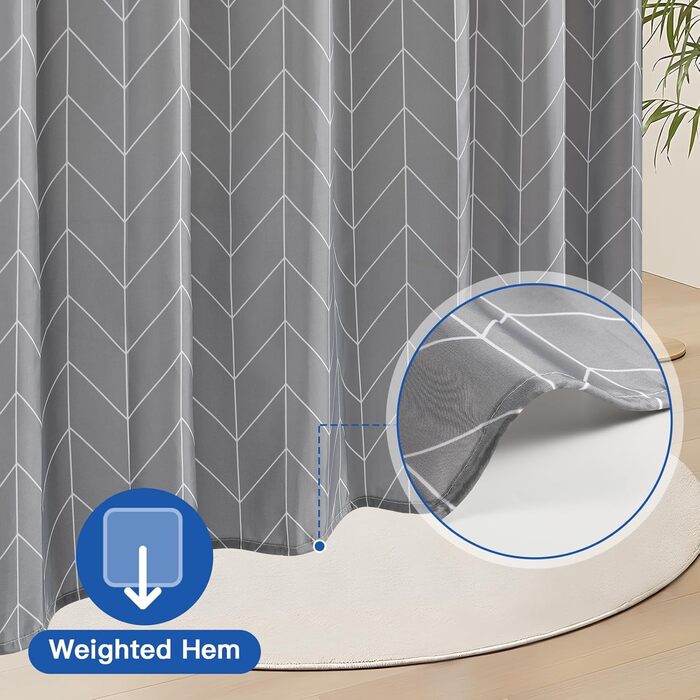 Шторка для душу сіра, водовідштовхувальна, миється, 180-300 см (широка), 200 см висота, з принтом крапель, з вагою, антигрибкова, з поліестеру, для ванної кімнати, 1 шт.