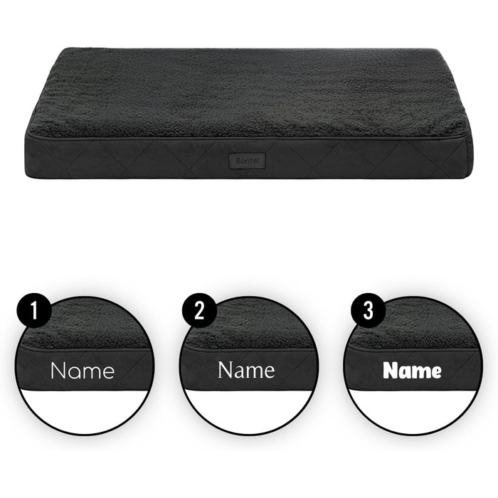 Ортопедичне ліжко для собак Lionto, 60x40x8 см, міцне, з м'яким плюшем, знімний та пральний чохол, водовідштовхувальне, для собак та котів (60x40x8 см, чорне)