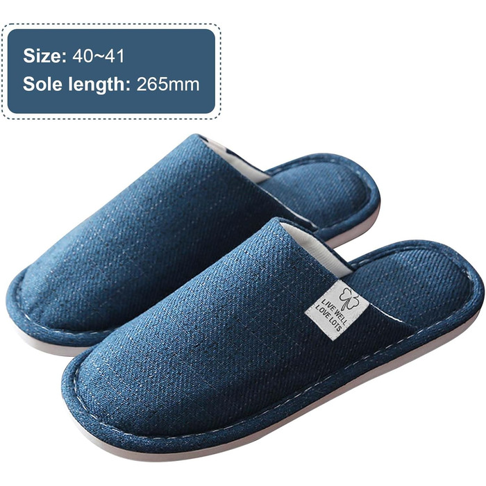 Зимові домашні тапочки з льону, дихаючі, для гостей, чоловічі та жіночі, з антиковзким покриттям, для дому, готелю, розмір 40/41 EU, блакитні