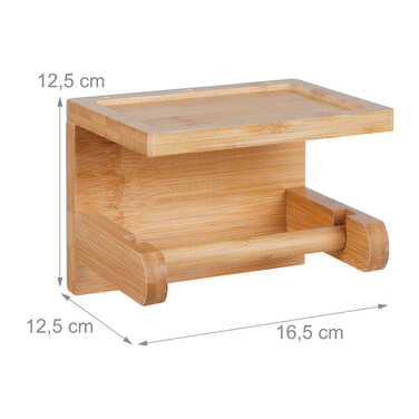 Relaxdays Bamboo Toilet Paper Holder with Storage Shelf