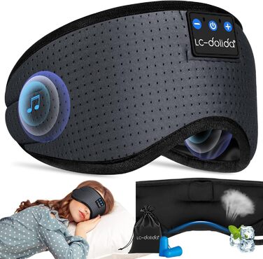 Маска для сну з Bluetooth навушниками Dolida – 100% блокування світла, дихаюча тканина Eisseide, для подорожей, йоги, медитації