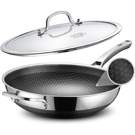 Вок з антипригарним покриттям, 32 см - нержавіюча сталь, для всіх плит, безпечний (PFOA Free)