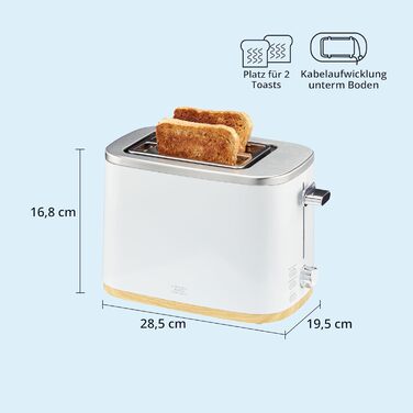 Набір чайник та тостер KHG | 2.200 Вт, 800 Вт | 1,7 л, 2 тости | з фільтром від накипу та крихкозбирачем | Білий з імітацією дерева