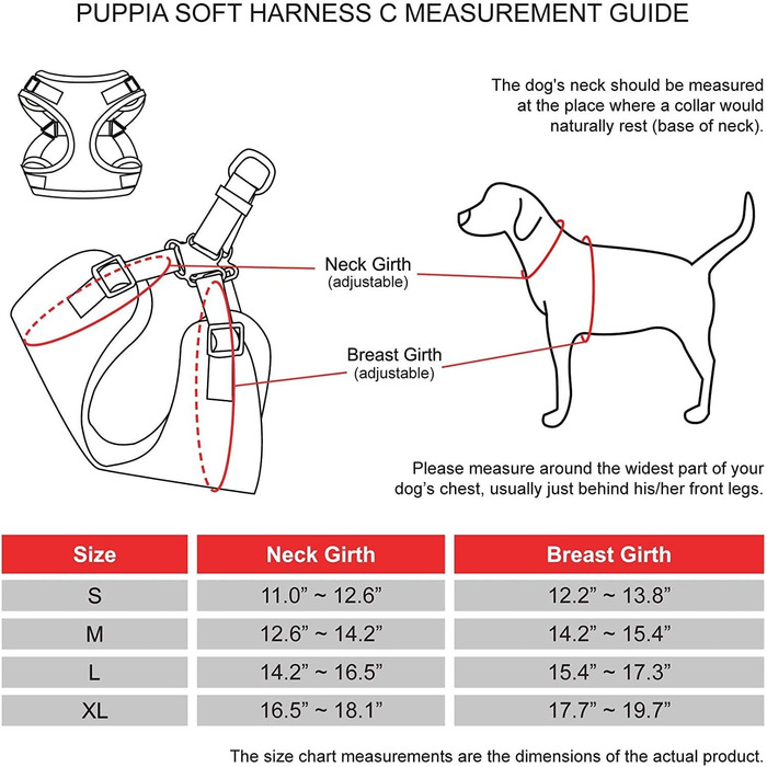 Шлейка для собак Puppia PARA-HC1533 SOFT, чорний, розмір M