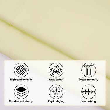 Жовтий водонепроникний душовий завіс для ванної кімнати 180x180 см з кільцями