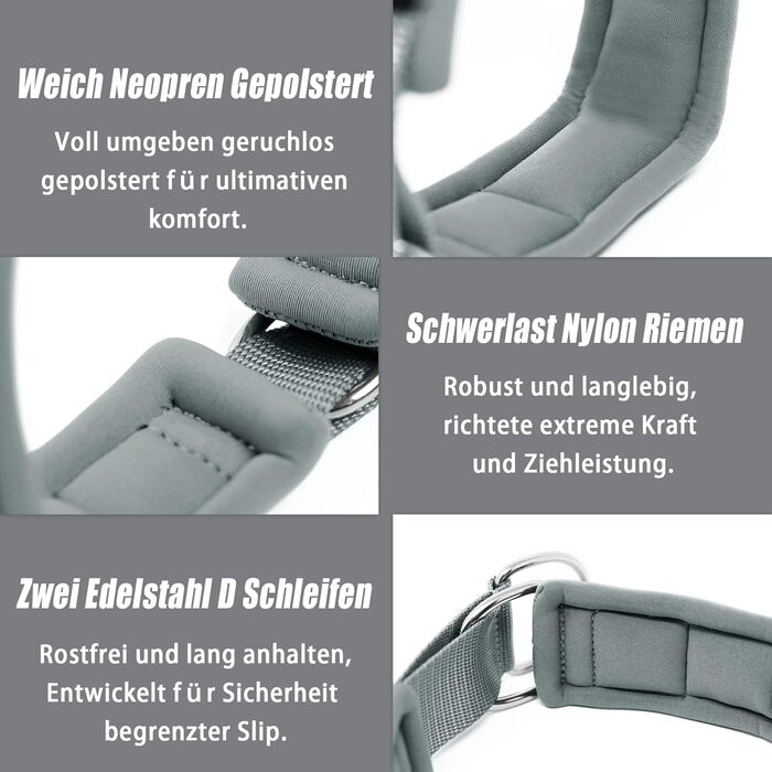 Нашийник для собак з неопрену (4см) з відбиваючими елементами, міцний нейлон, стопор, комфортний, для дресирування, проти ривка, для малих, середніх та великих собак, сірий, L (45-56см)