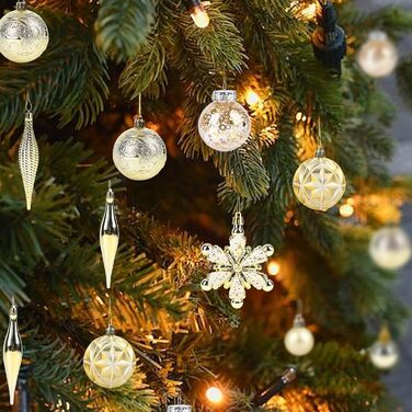 40 шт. прикрас на ялинку: міцні кулі, золоті орнаменти для різдвяного декору