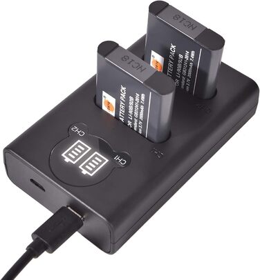 Замінна батарея DSTE 2x LI-90B + подвійний USB-зарядний пристрій з LCD-дисплеєм для Olympus SH-1, SH-50, iHS SH-60, SP-100, SP-100EE, Tough TG-1, iHS Tough TG-2, iHS Tough TG-3, XZ-2 iHS