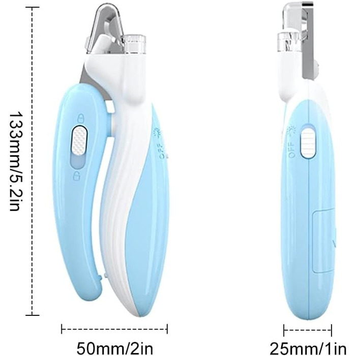 Тример для догляду за кігтями домашніх тварин DONGKER з LED-підсвічуванням та гострою клинком, для собак та котів середніх та маленьких порід (світло-блакитний)