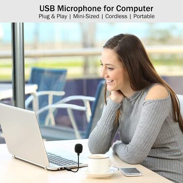 Мікрофон USB зі схваним шийкою для ноутбука/ПК, з USB-звуковою картою, сумісний з Mac, Plug & Play, ідеальний конденсаторний мікрофон для віддаленої роботи та онлайн-курсів
