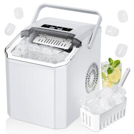 Льодогенератор Ice Cube Maker 12 кг/24 год, 2 розміри кубиків льоду, самоочищення, білий - для дому, офісу, бару
