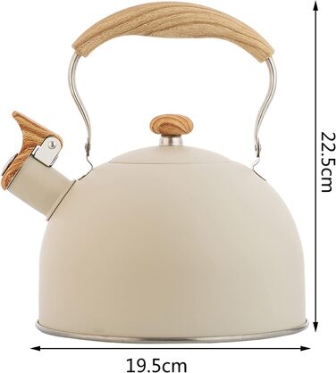 Чайник-заварник з металофоном та ергономічною ручкою, нержавіюча сталь, для всіх плит (газових, індукційних, дров'яних), колір бежевий