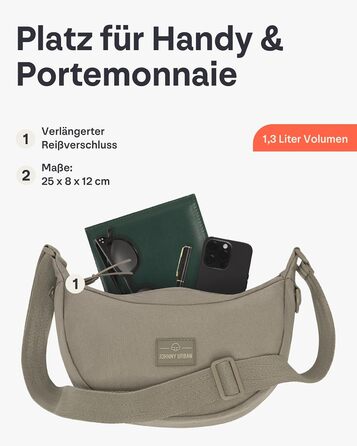 Сумка через плече Johnny Urban Ally Medium Desert Grey (1.3л) - Водовідштовхувальна Moon Bag для жінок та чоловіків