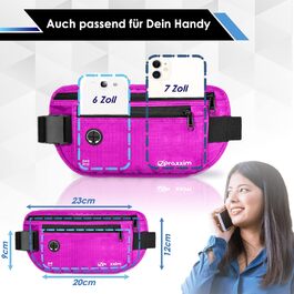 Чоловіча та жіноча бананка - плоска бананка для телефону до 7 дюймів - поясна сумка для спорту, подорожей та бігу (Рожева)