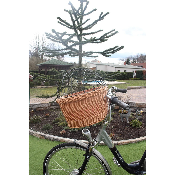Кошик для собаки на кермо велосипеда з ротангу з металевою сіткою та подушкою XL або XXL. Кошик для собак, велосипедний кошик, кошик для покупок (XL з подушкою) (XXL з подушкою)