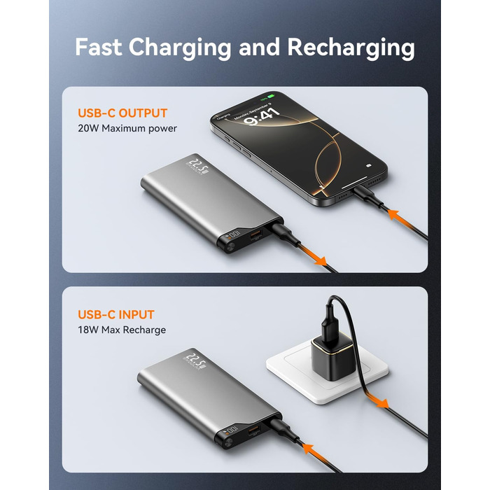 Power Bank Kuulaa 10000mAh 22.5W з USB-C: зарядний акумулятор для iPhone, Samsung, iPad, Huawei