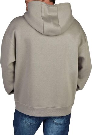 Чоловічий худі Oversize DENIMFY DFMaxim з принтом, бавовняний світшот з капюшоном, колір Taupe-mineral Green, розмір XXL