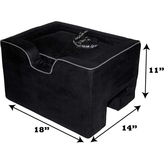 Підвищувач для автокрісла Pet Gear Lookout Booster, знімний килимок, страховочний трос, швидка установка без інструментів (Чорний, Medium)