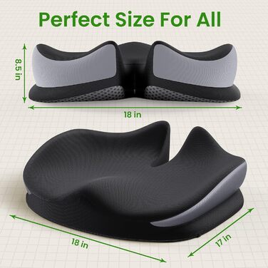 Ортопедична подушка для сидіння Benazcap з Memory Foam для полегшення болю в куприку. Підходить для авто, дивана, офісу та інвалідного візка. Чорний колір.