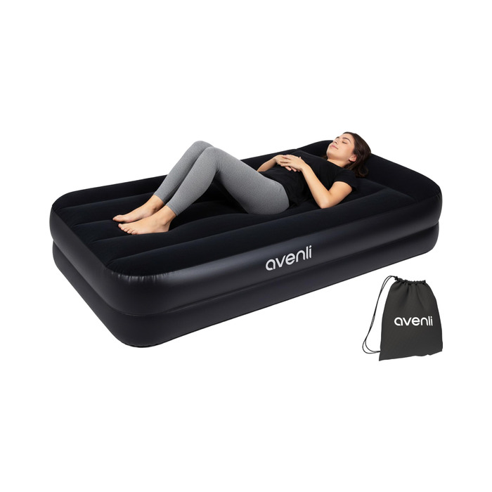 Надувний матрац Avenli для 1 особи з вбудованим насосом 195x96x46 см - самонадувний, флоксований, для кемпінгу та дому