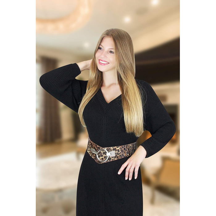 Жіночий еластичний пояс-гумка Vanessa & Melissa, ширина 6 см, срібна пряжка, чорний, 75 см (75-90 см талія)