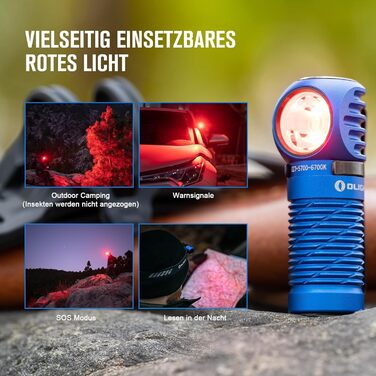 OLIGHT Perun 2 Mini LED Headlamp 1100 Lumens 150 Meters, USB Rechargeable EDC Flashlight with Red Light, 5 Light Modes Waterproof Headlamp with Headband for Camping, Emergencies (Blue, Cold White)