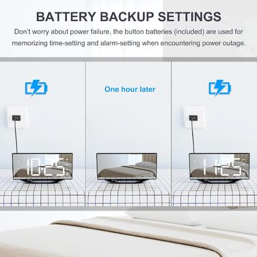 Loud alarm clock with bed shaker for heavy sleepers, digital dual alarm clock with vibration, 8.7'' LED mirror alarm clock for children, teenagers, 7 volume levels and dimmer, battery backup, snooze, 12/24H-DST