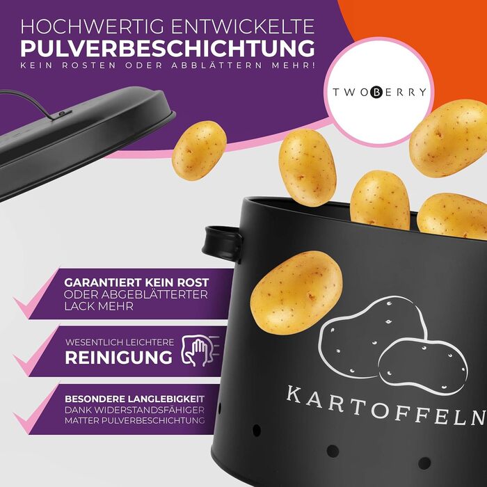Potato Storage Box [3-Piece Set] incl. vegetable peeler - longer shelf life thanks to 360° air circulation - Onion & Garlic Storage Kitchen