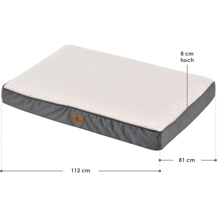 Ортопедичне ліжко для собак Juskys Milow, 76x51 см - м'яке та стабільне, знімний та пральний чохол - подушка для собак, килимок для маленьких собак - сірий (81 x 112 x 8 см, бежевий)