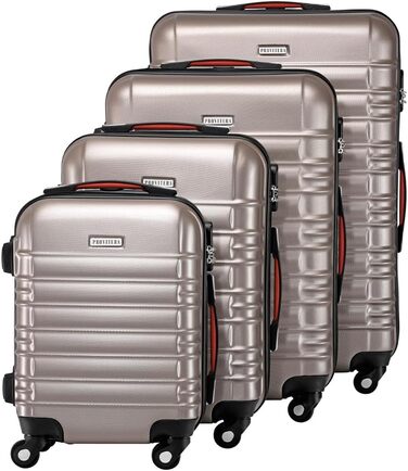 Набір валіз з ABS пластику S-M-L-XL з кодовим замком та телескопічною ручкою, ролер для подорожей, ручна поклажа (шампань)